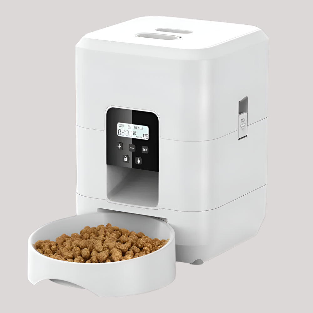 Automatic Smart Pet Feeder for Cats and Dogs with Timed Dispensing and Slow Feeding Functionality
